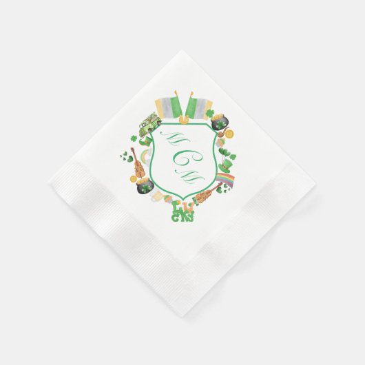 St. Patrick's Day Monogram Wappen Paper Napkin Serviette (Ecke)