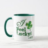 St. Patrick's Day Monogramm Ich habe Glück, Kleeb Tasse (Links)