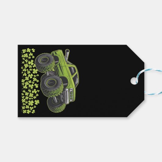 St Patrick's Day Monster Truck Lucky Kleeblatt Geschenkanhänger (Vorderseite (Horizontal))