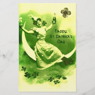 ST. PATRICK'S DAY MOON LADY MIT KLEEBLÄTTERN BRIEFPAPIER