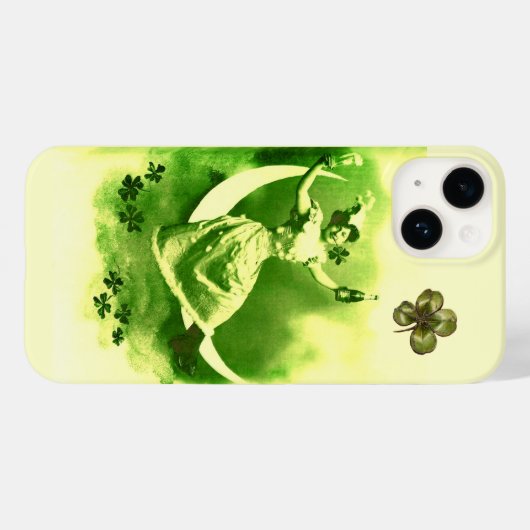 ST. PATRICK'S DAY MOON LADY MIT KLEEBLÄTTERN Case-Mate iPhone HÜLLE (Rückseite (Horizontal))