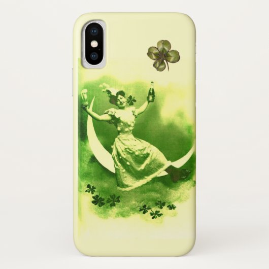 ST. PATRICK'S DAY MOON LADY MIT KLEEBLÄTTERN Case-Mate iPhone HÜLLE (Rückseite)