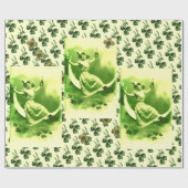 ST. PATRICK'S DAY MOON LADY MIT KLEEBLÄTTERN GESCHENKPAPIER (Flach)