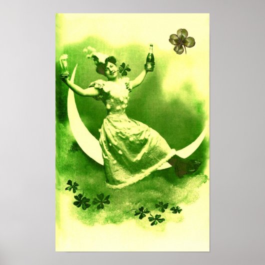ST. PATRICK'S DAY MOON LADY MIT KLEEBLÄTTERN POSTER (Vorne)
