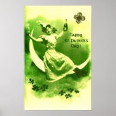 ST. PATRICK'S DAY MOON LADY MIT KLEEBLÄTTERN POSTER (Vorne)