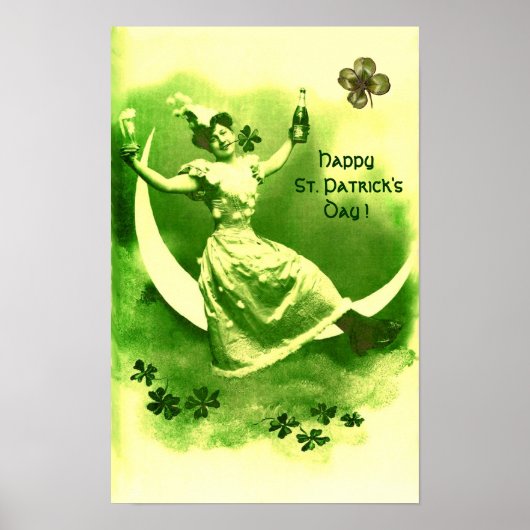 ST. PATRICK'S DAY MOON LADY MIT KLEEBLÄTTERN POSTER (Vorne)