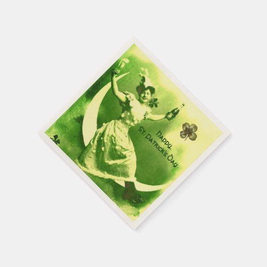 ST PATRICK'S DAY MOON LADY MIT KLEEBLATTS MONOGRAM SERVIETTE (Ecke)