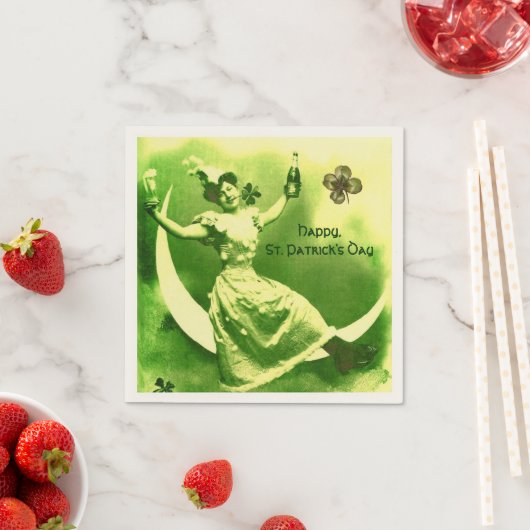ST PATRICK'S DAY MOON LADY MIT KLEEBLATTS MONOGRAM SERVIETTE (Beispiel)