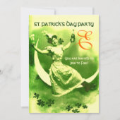 ST.PATRICK'S DAY MOON LADY with KLEEBLATTS MONOGRA Einladung (Vorderseite)