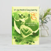ST.PATRICK'S DAY MOON LADY with KLEEBLATTS MONOGRA Einladung (Stehend Vorderseite)
