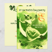 ST.PATRICK'S DAY MOON LADY with KLEEBLATTS MONOGRA Einladung (Vorne/Hinten)