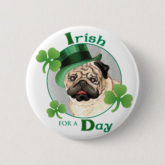 St. Patrick's Day Mops Button (Vorderseite)
