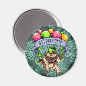 St. Patrick's Day Mops Magnet (Vorderseite/Rückseite)