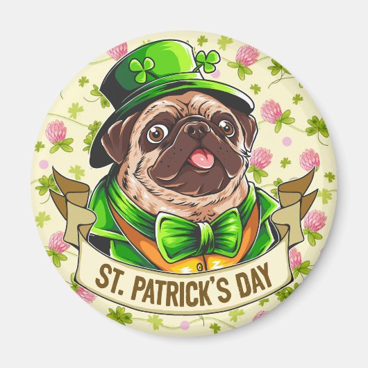 St. Patrick's Day Mops Magnet (Vorne)
