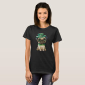 St Patricks Day Mops mit Leprechaun Hat T-Shirt (Vorne ganz)