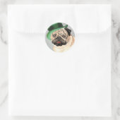St. Patrick's Day Mops Runder Aufkleber (Tasche)