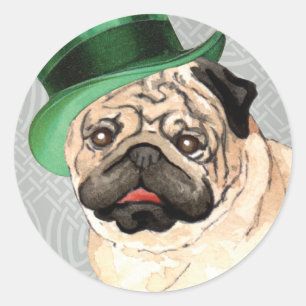 St. Patrick's Day Mops Runder Aufkleber