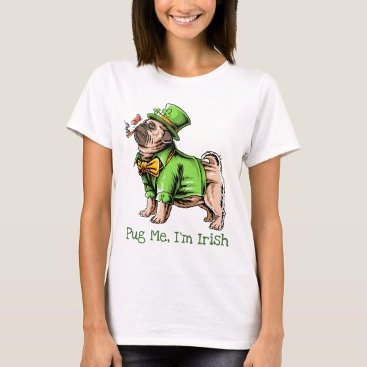 St. Patrick's Day Mops T-Shirt (Vorderseite)