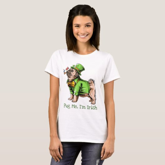 St. Patrick's Day Mops T-Shirt (Vorne ganz)