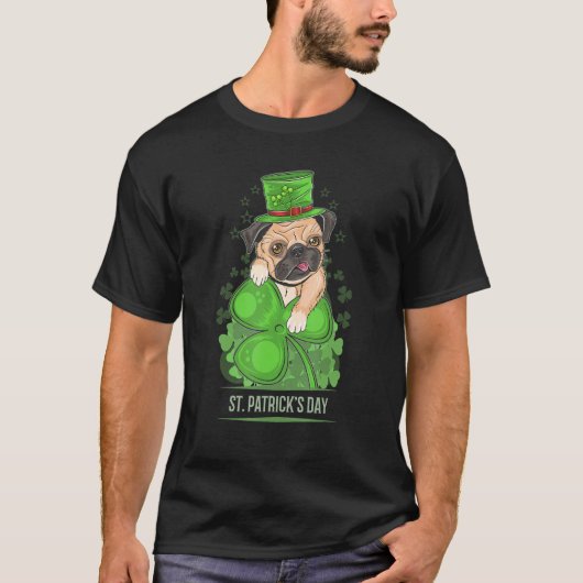 St. Patrick's Day Mops Welpe Niedlich T-Shirt (Vorderseite)