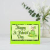St Patricks Day Mouse Hat Clover Postkarte (Stehend Vorderseite)