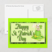 St Patricks Day Mouse Hat Clover Postkarte (Vorne/Hinten)