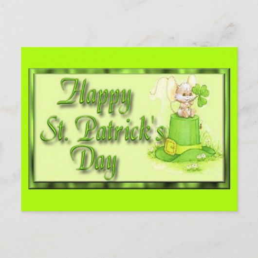 St Patricks Day Mouse Hat Clover Postkarte (Vorderseite)