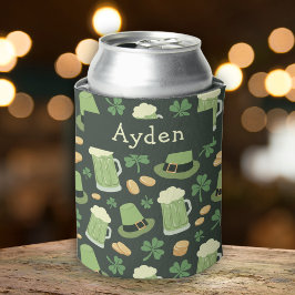 St Patricks Day Muster Sláinte Lustiger Grüner Nam Dosenkühler