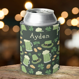 St Patricks Day Muster Sláinte Lustiger Grüner Nam Dosenkühler
