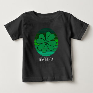 St. Patrick's Day Name 4 Leaf Clover Retro Baby T-shirt