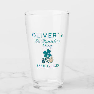 St Patrick's day Name Clover Kleeblatt Beer Glas