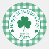 St Patricks Day NAME Irischer Kleeblatt-Grün-Häkch Runder Aufkleber (Vorderseite)