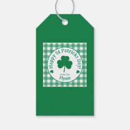 St Patricks Day NAME Irischer Kleeblatt-Grün-Karo Geschenkanhänger
