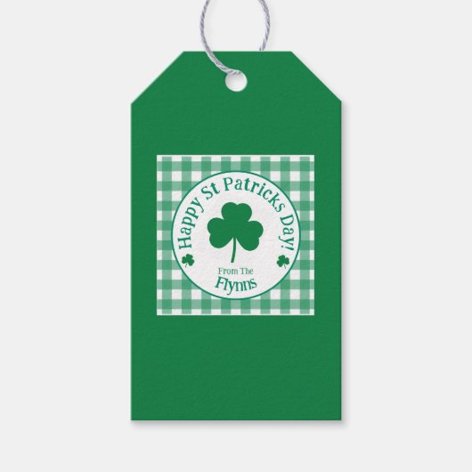 St Patricks Day NAME Irisches Kleeblatt Grün Häkch Geschenkanhänger (Vorderseite)