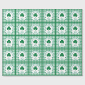 St Patricks Day NAME Irisches Kleeblatt Grün Häkch Geschenkpapier (Flach)