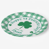 St Patricks Day NAME Irisches Kleeblatt Grün Häkch Pappteller (Schrägansicht)