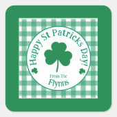 St Patricks Day NAME Irisches Kleeblatt Grün Häkch Quadratischer Aufkleber (Vorderseite)