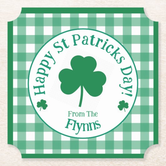 St Patricks Day NAME Irisches Kleeblatt Grün Häkch Untersetzer (Vorderseite)