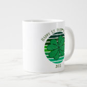 St. Patrick's Day Name Irish 4 Leaf Clover Retro Jumbo-Tasse (Vorderseite Rechts)
