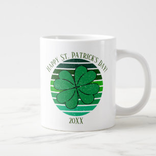St. Patrick's Day Name Irish 4 Leaf Clover Retro Jumbo-Tasse