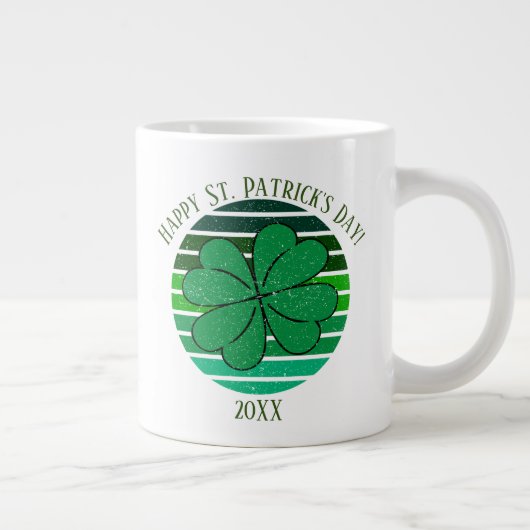St. Patrick's Day Name Irish 4 Leaf Clover Retro Jumbo-Tasse (Rechts)