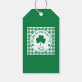 St Patricks Day NAME Irish Clover Green Check Geschenkanhänger (Vorderseite)