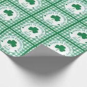 St Patricks Day NAME Irish Clover Green Check Geschenkpapier (Ecke)