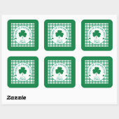 St Patricks Day NAME Irish Clover Green Check LG Quadratischer Aufkleber (Blatt)