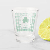St Patricks Day NAME Irish Clover Green Check Schnapsglas (Rückseite)