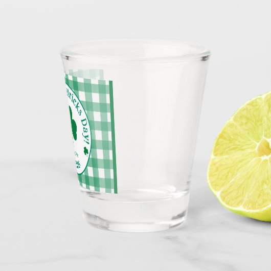St Patricks Day NAME Irish Clover Green Check Schnapsglas (Rechts)