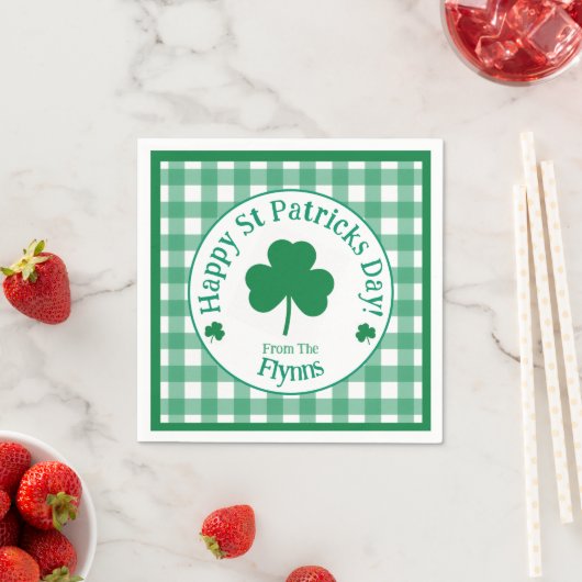 St Patricks Day NAME Irish Clover Green Check Serviette (Beispiel)