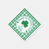 St Patricks Day NAME Irish Clover Green Check Serviette (Ecke)