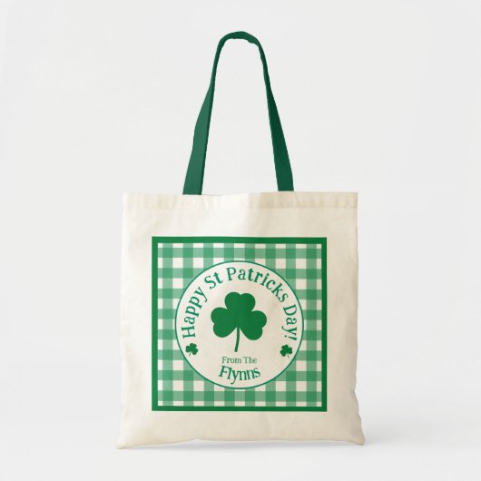 St Patricks Day NAME Irish Clover Green Check Tragetasche (Vorne)