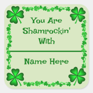 St Patrick's Day Name Quadratischer Aufkleber